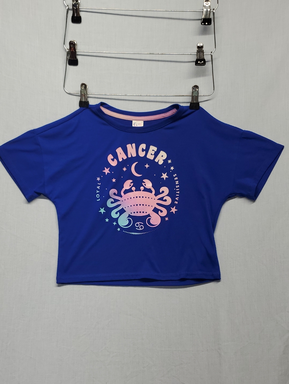 Sugar & Jade Girls' Blue Cancer Zodiac Graphic Tee #288